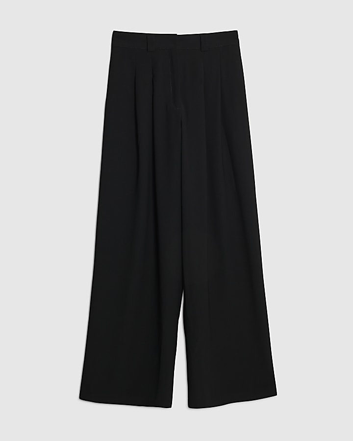 Black Wide Leg Tailored Trousers