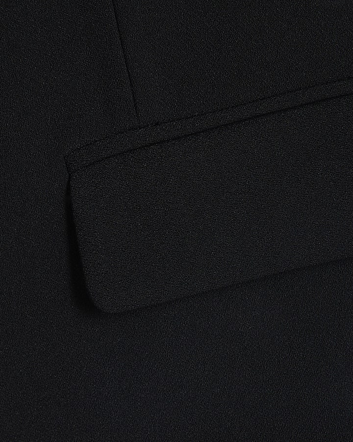 Black Long Ruched Sleeve Blazer