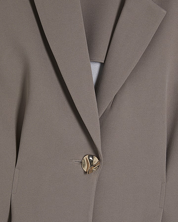 Beige Cinched Waist Blazer