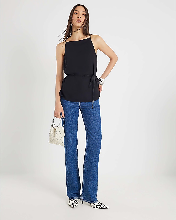 Black Tie Waist Cami Top