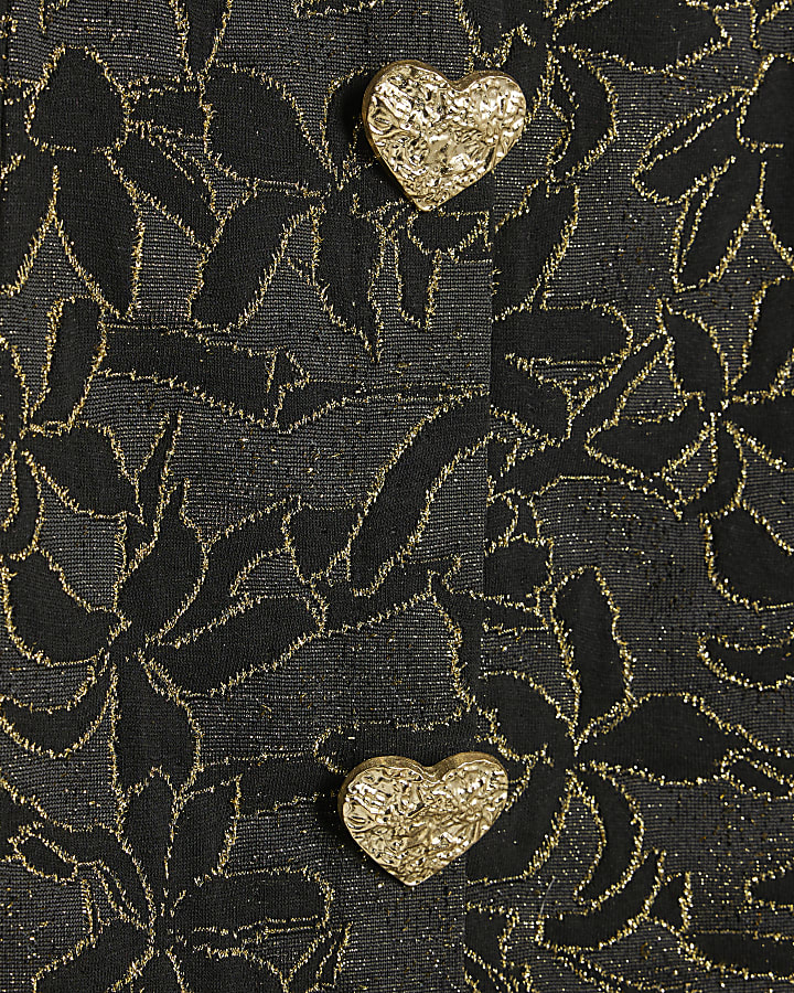 Black Short Sleeve Floral Mini Dress