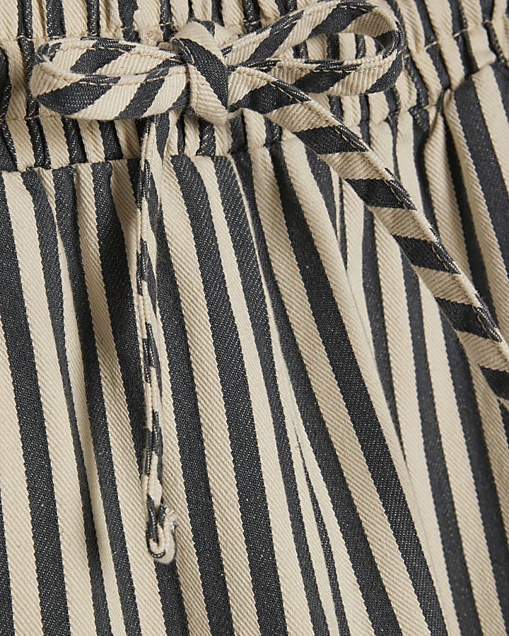 White Striped Wide Leg Trousers