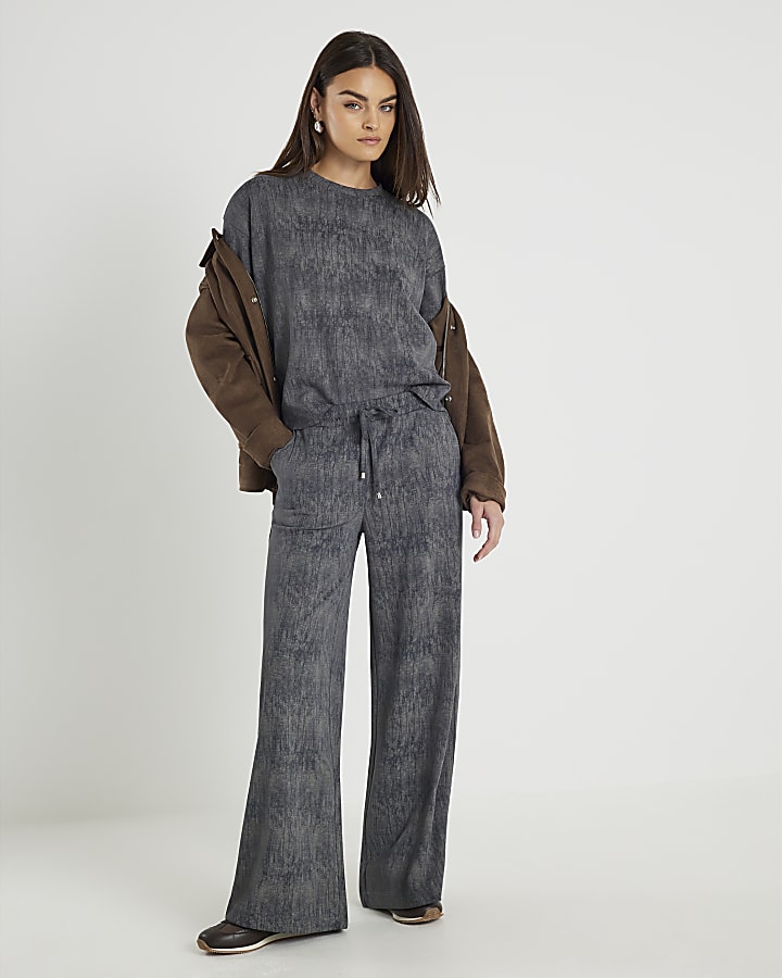 Grey Premium Crinkle Effect Boxy T-shirt