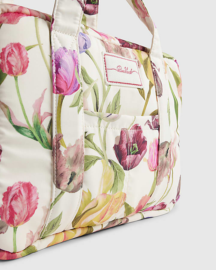 Cream Floral Print Holdall Bag