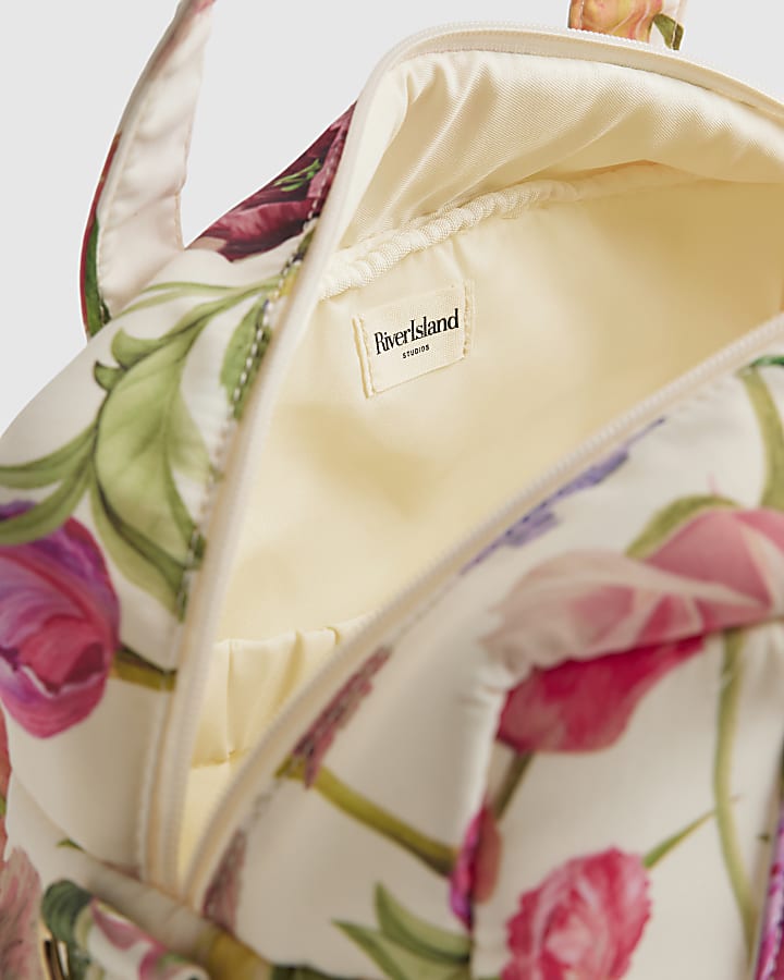 Cream Floral Print Holdall Bag