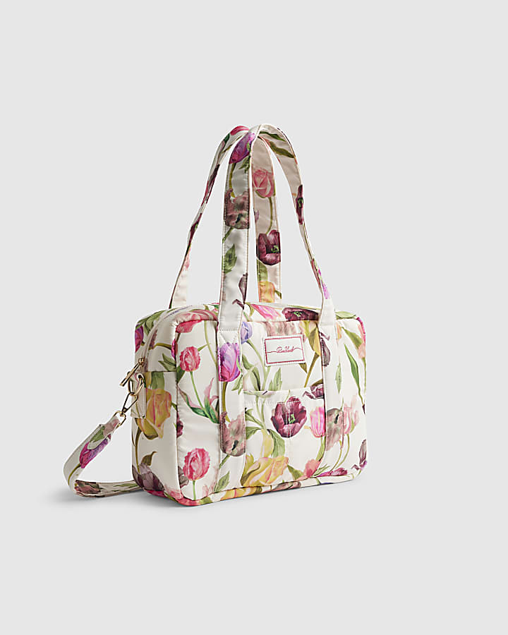 Cream Floral Print Holdall Bag
