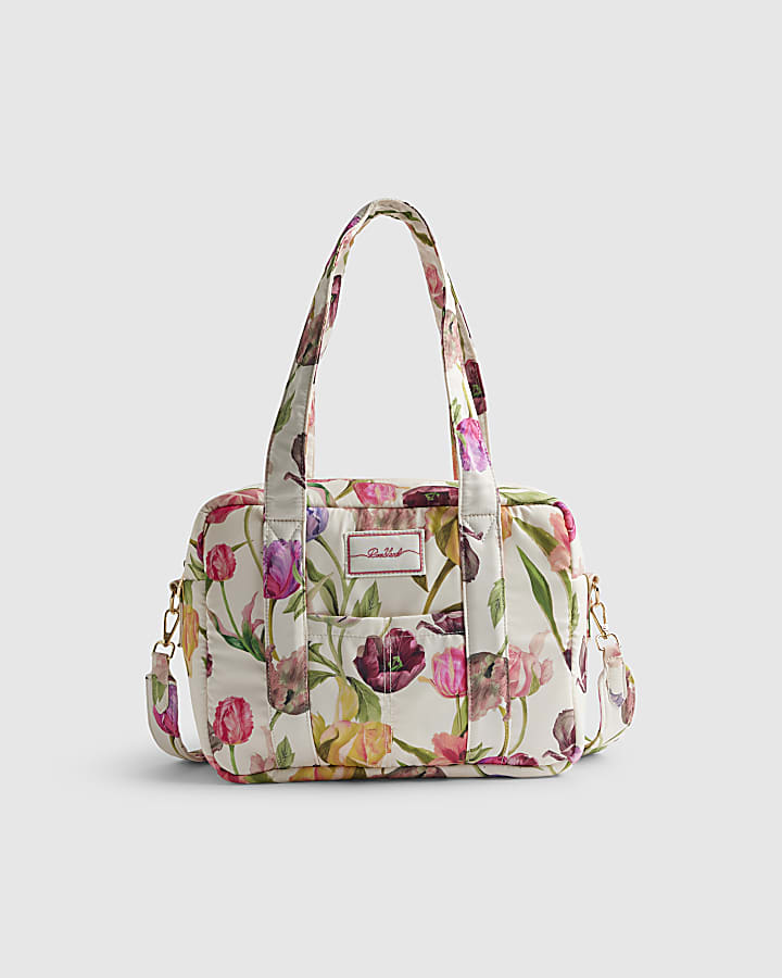Cream Floral Print Holdall Bag