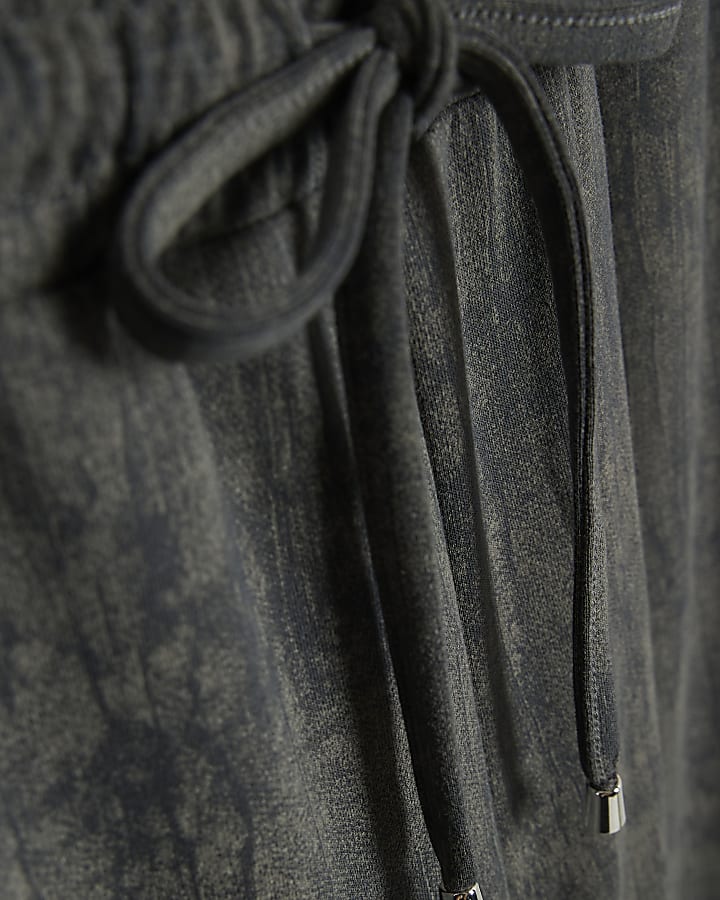 Grey Premium Crinkle Effect Wide Leg Joggers