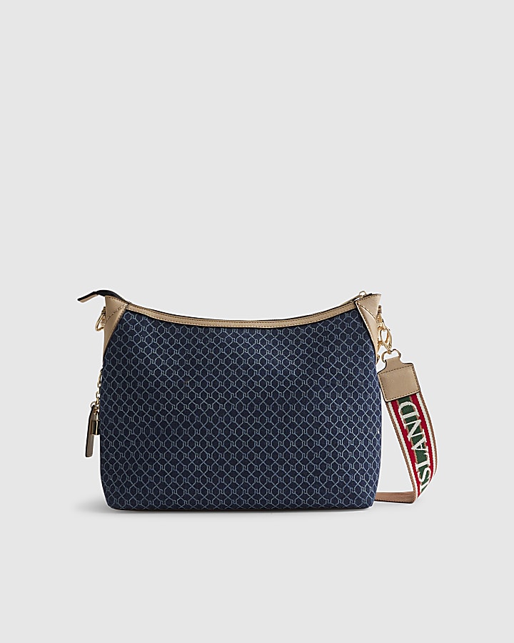 Denim Monogram Print Chain Shoulder Bag