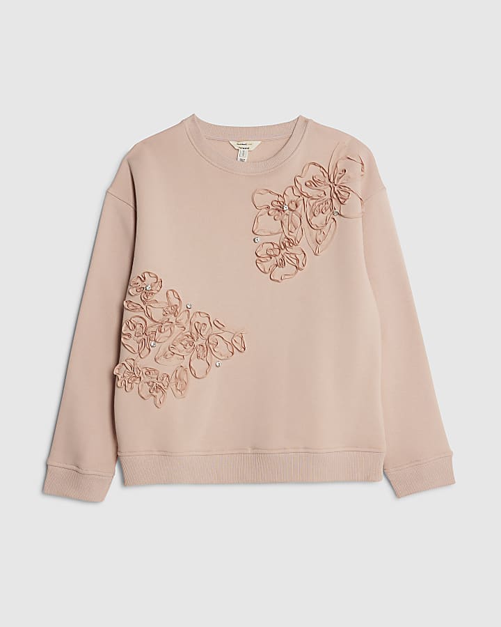 Pink Diamante Ruffle Sweatshirt