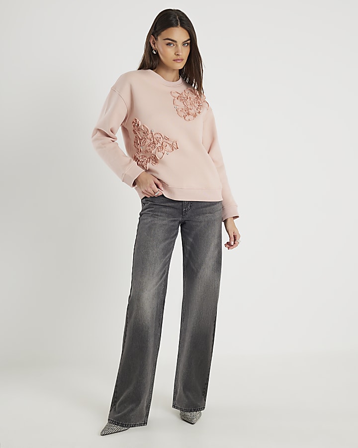 Pink Diamante Ruffle Sweatshirt