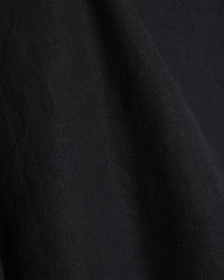 Black Linen Blend Tank Top