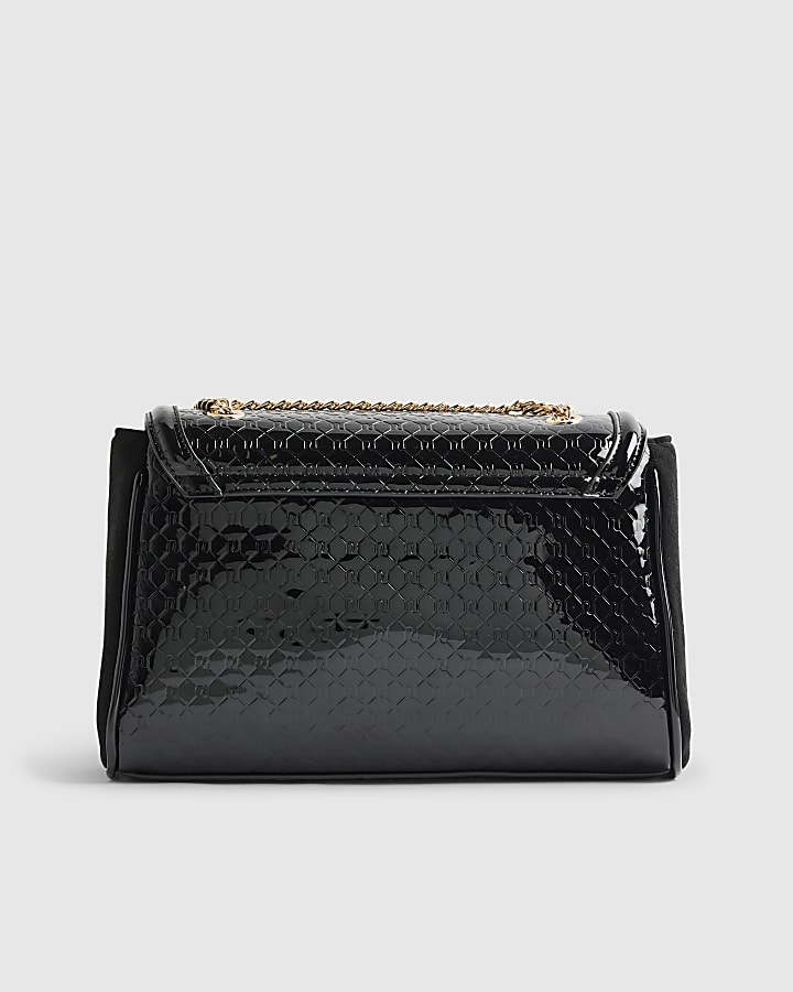 Black Patent Monogram Shoulder Bag