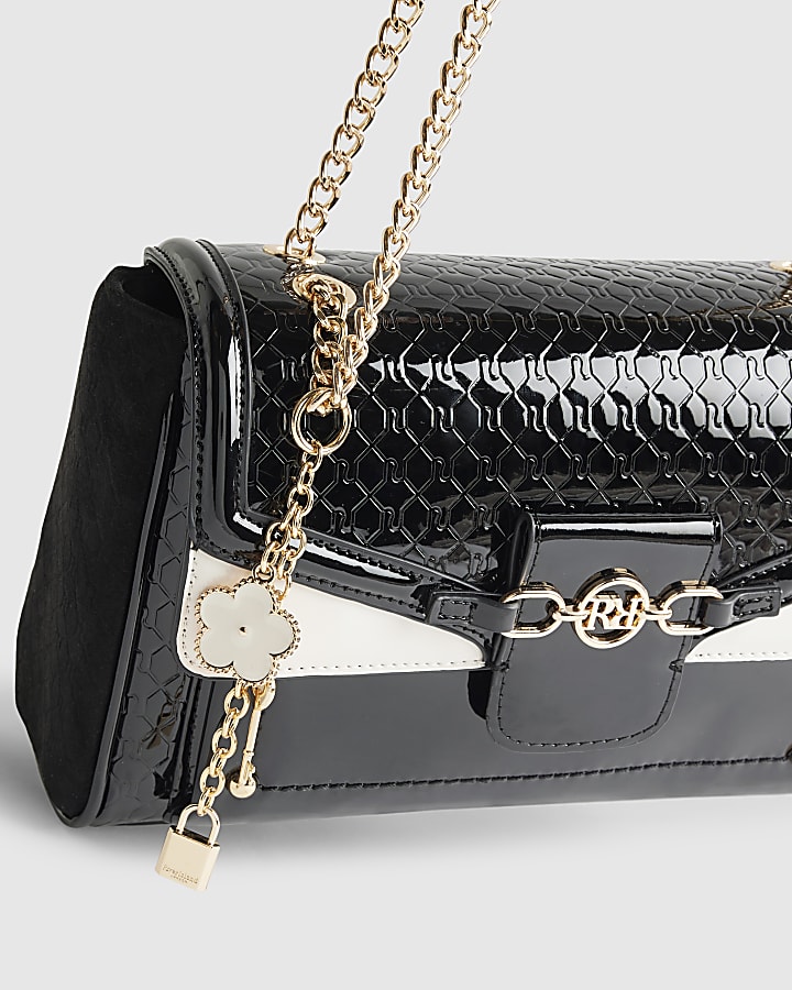 Black Patent Monogram Shoulder Bag