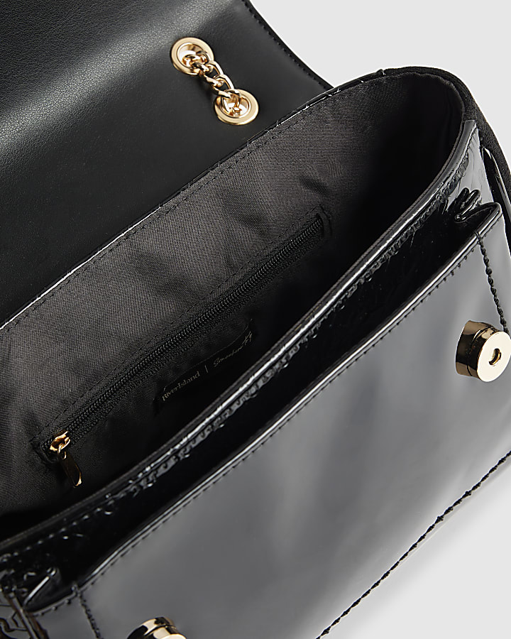 Black Patent Monogram Shoulder Bag