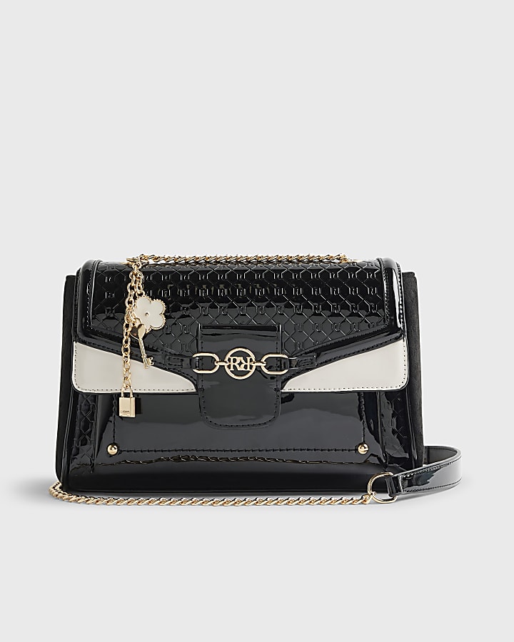 Black Patent Monogram Shoulder Bag