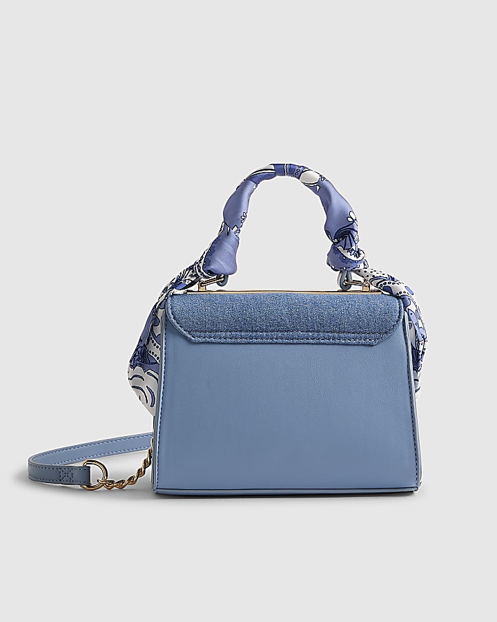 Blue Mini Embroidered Cross Body Tote Bag