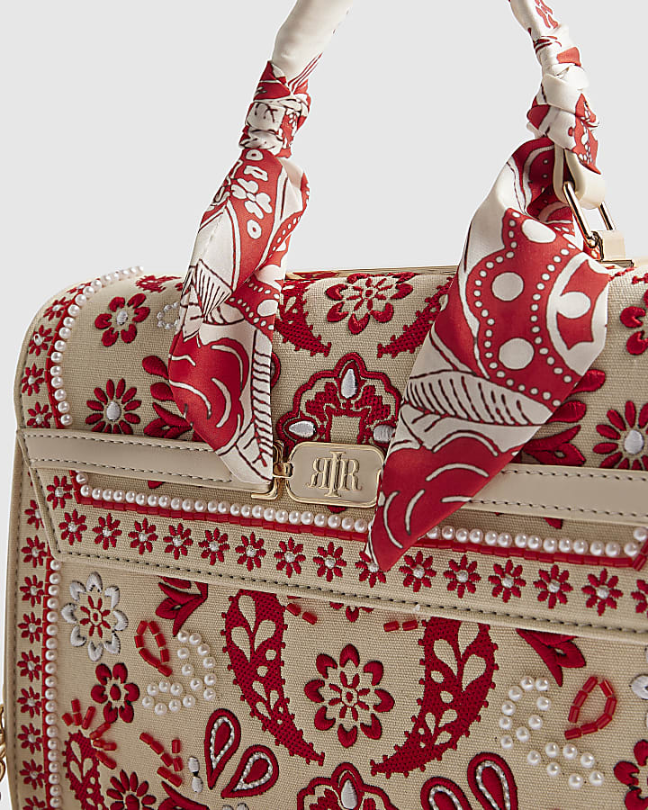 Cream Embroidered Tote Bag