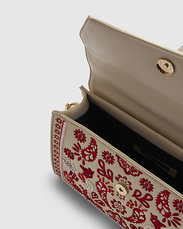 Cream Embroidered Tote Bag