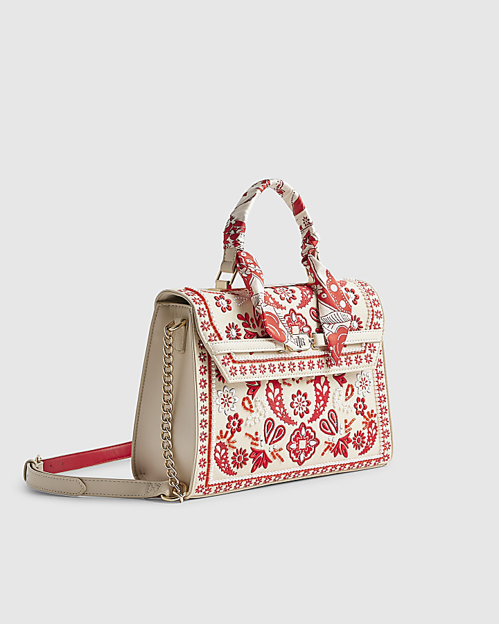 Cream Embroidered Tote Bag