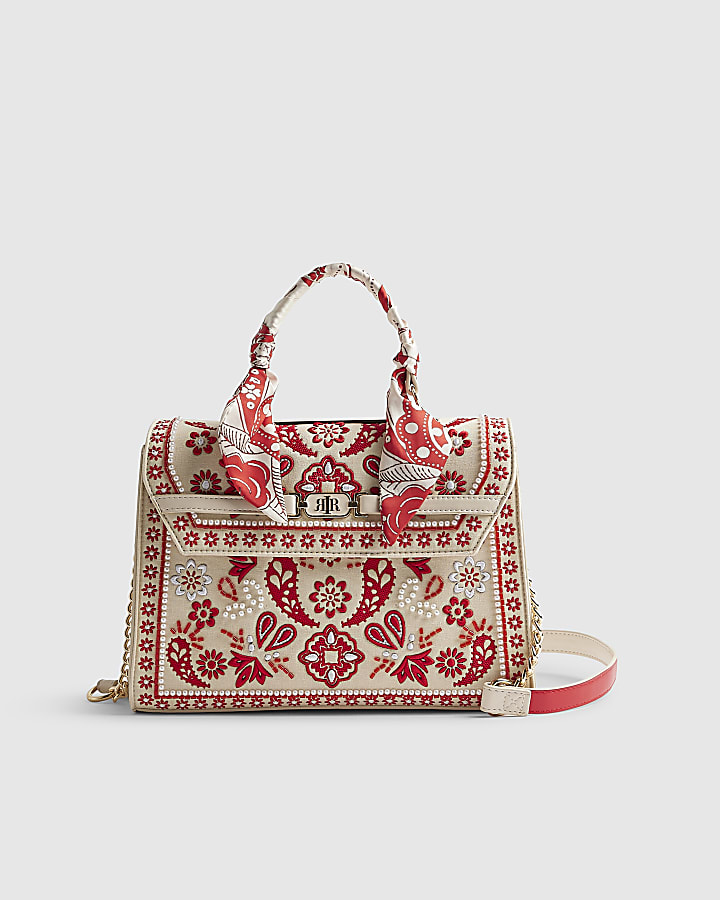 Cream Embroidered Tote Bag