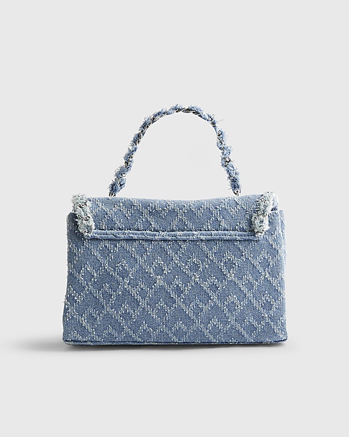Blue Denim Front Flap Shoulder Bag
