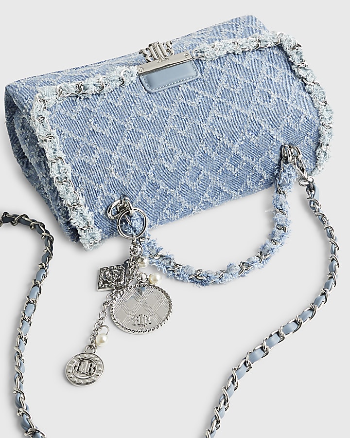 Blue Denim Front Flap Shoulder Bag