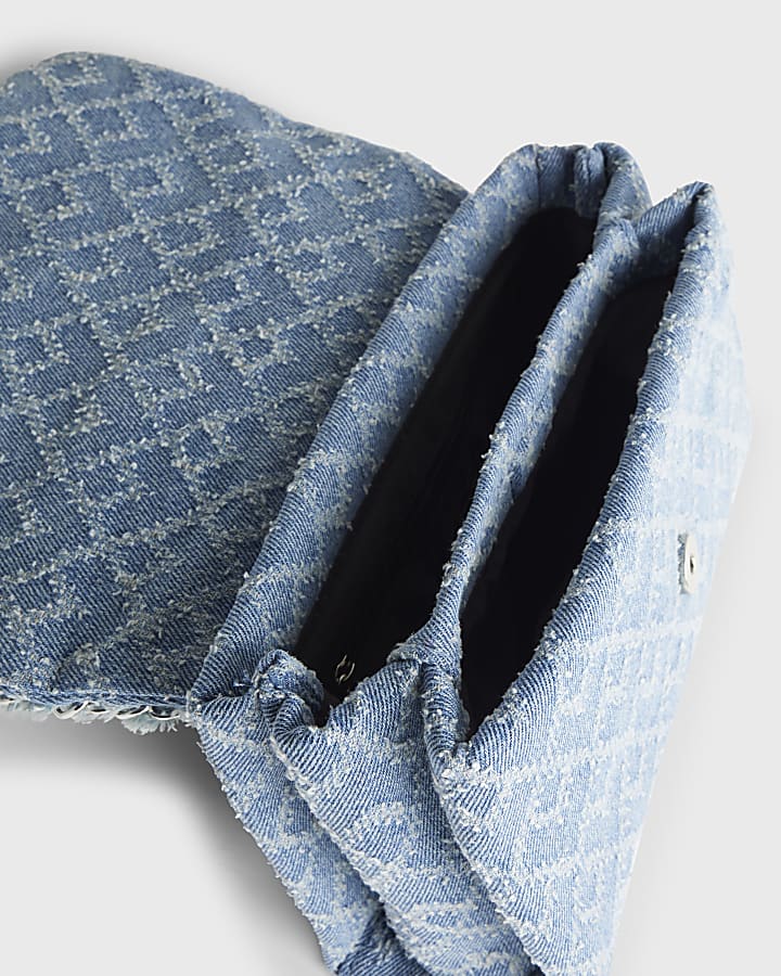 Blue Denim Front Flap Shoulder Bag