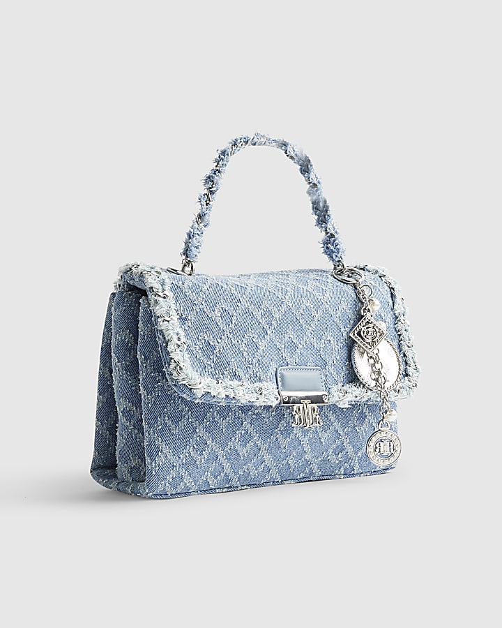 Blue Denim Front Flap Shoulder Bag
