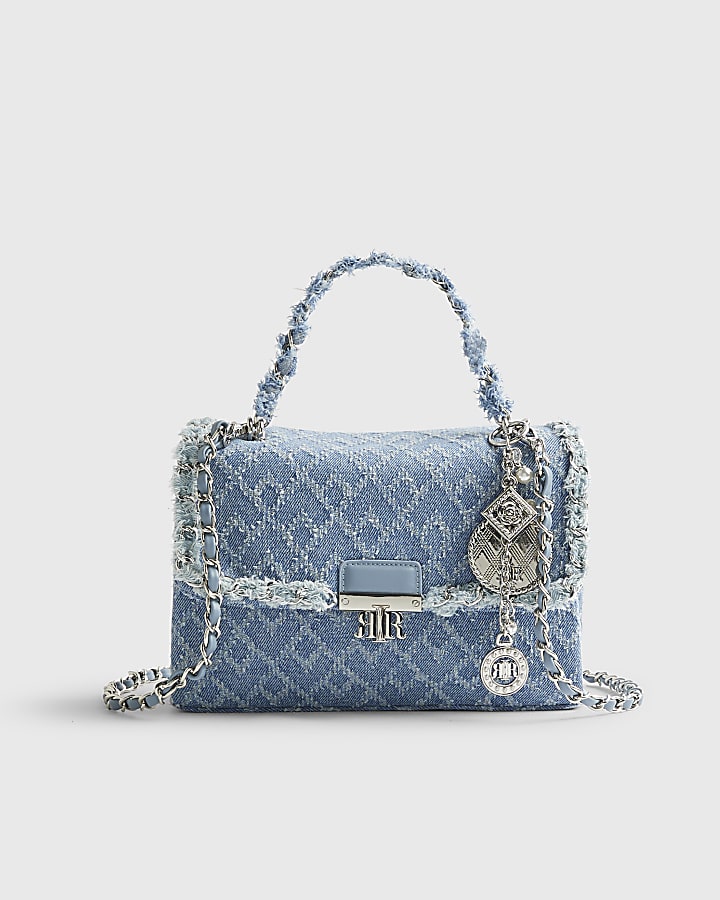 Blue Denim Front Flap Shoulder Bag