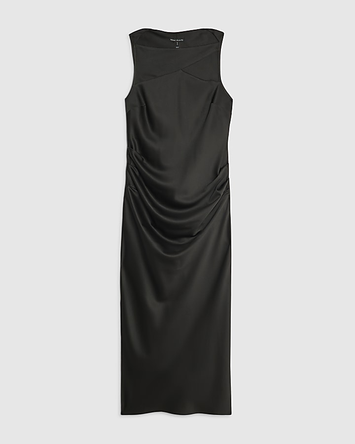Black Slash Neck Maxi Dress