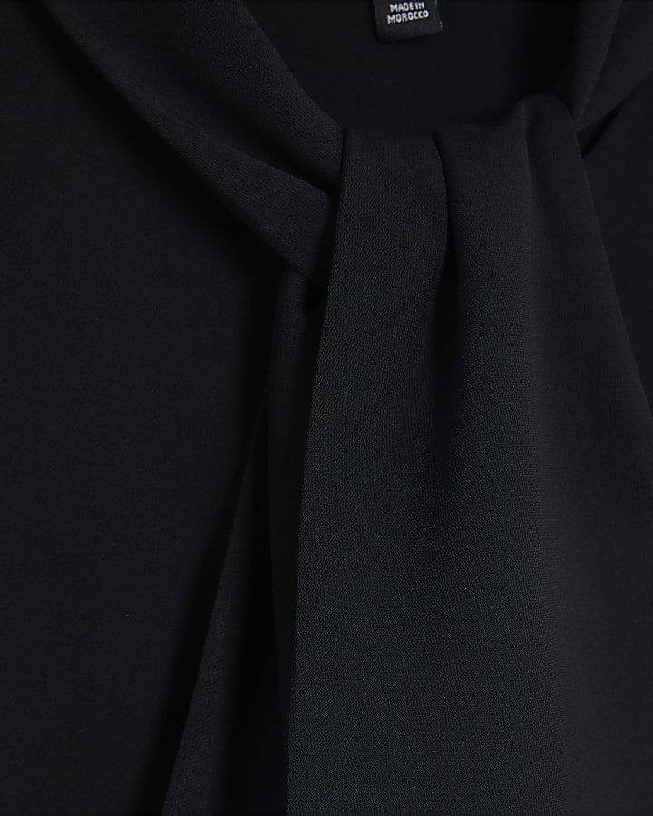 Black Pussybow Mini Shirt Dress