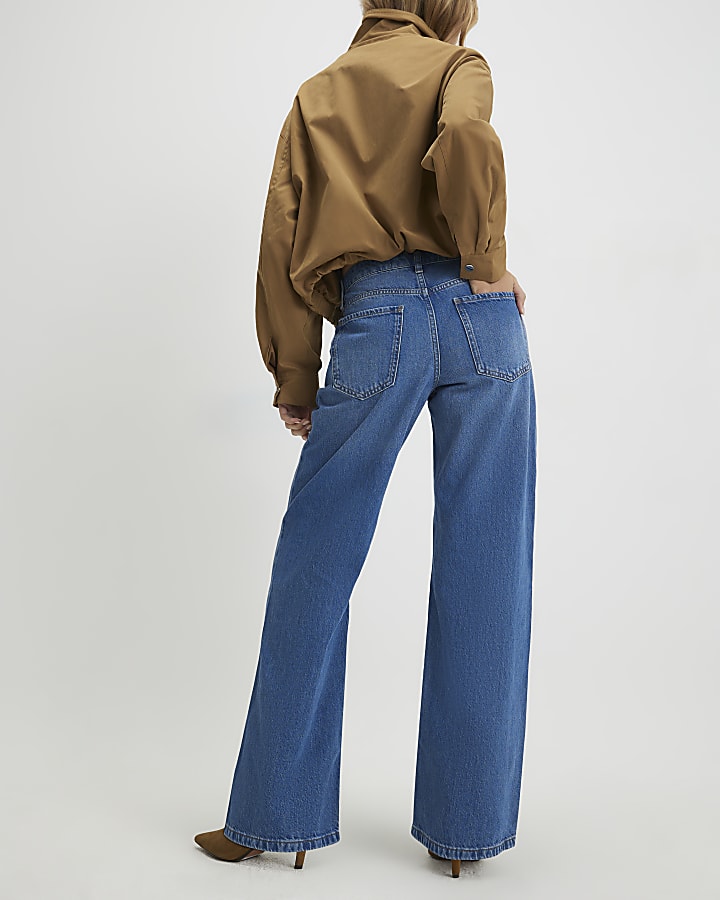 Blue Tailored Wide Leg Jeans