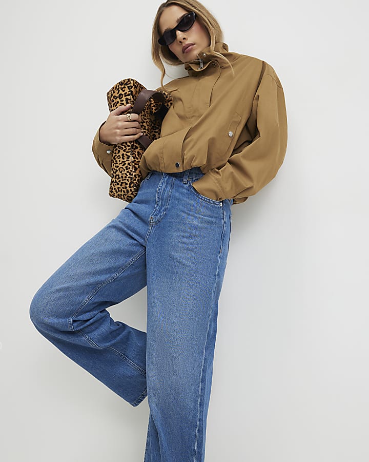 Blue Tailored Wide Leg Jeans