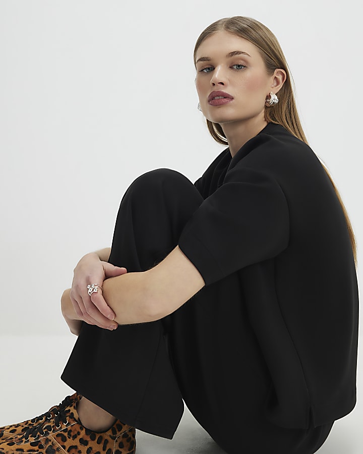 Black Premium Short Sleeve Boxy T-Shirt