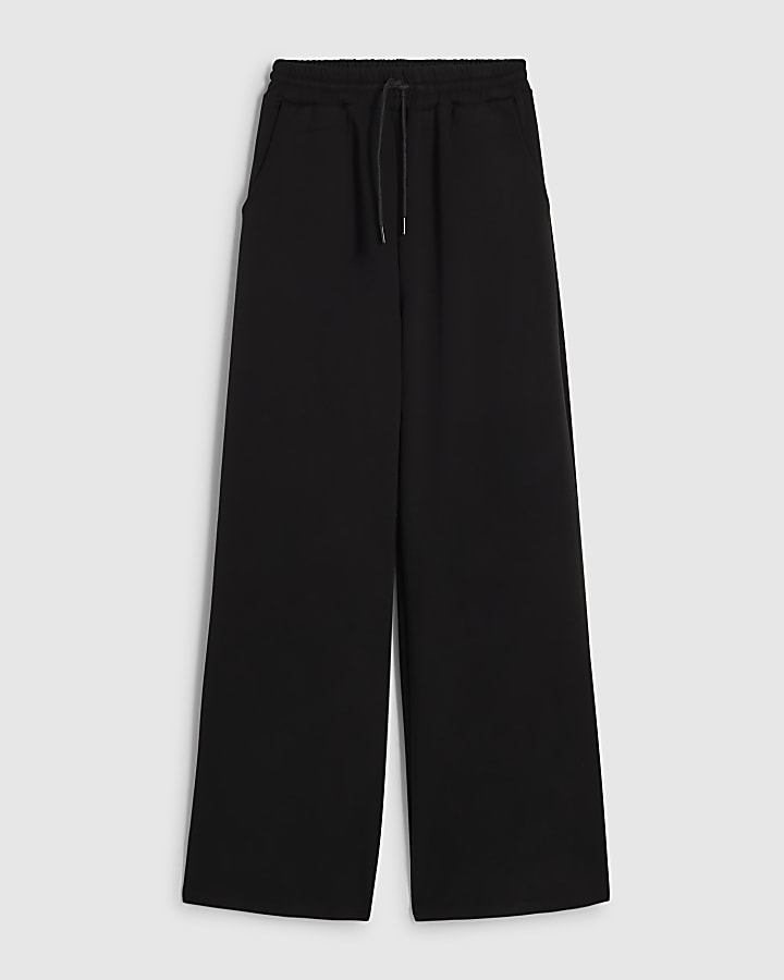 Black Premium Drawstring Wide Leg Joggers