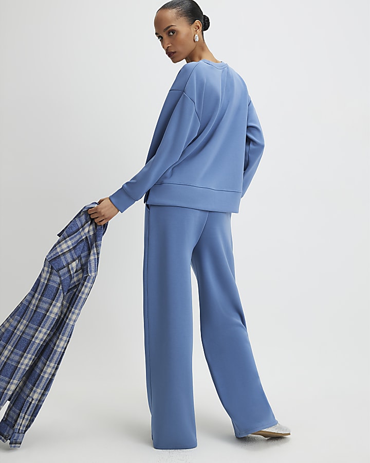 Blue Premium Wide Leg Joggers