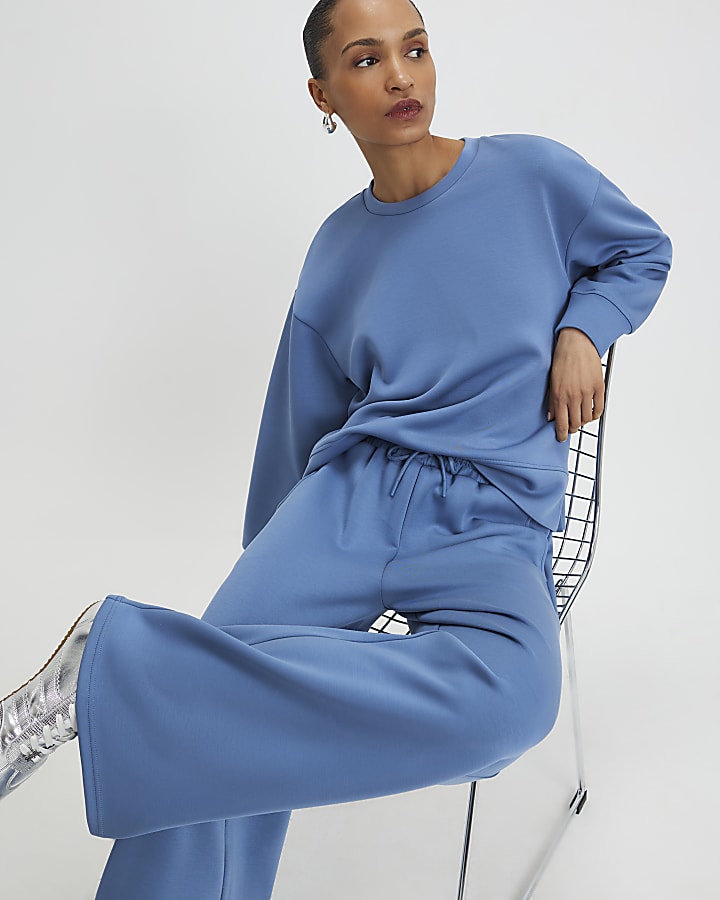 Blue Premium Wide Leg Joggers