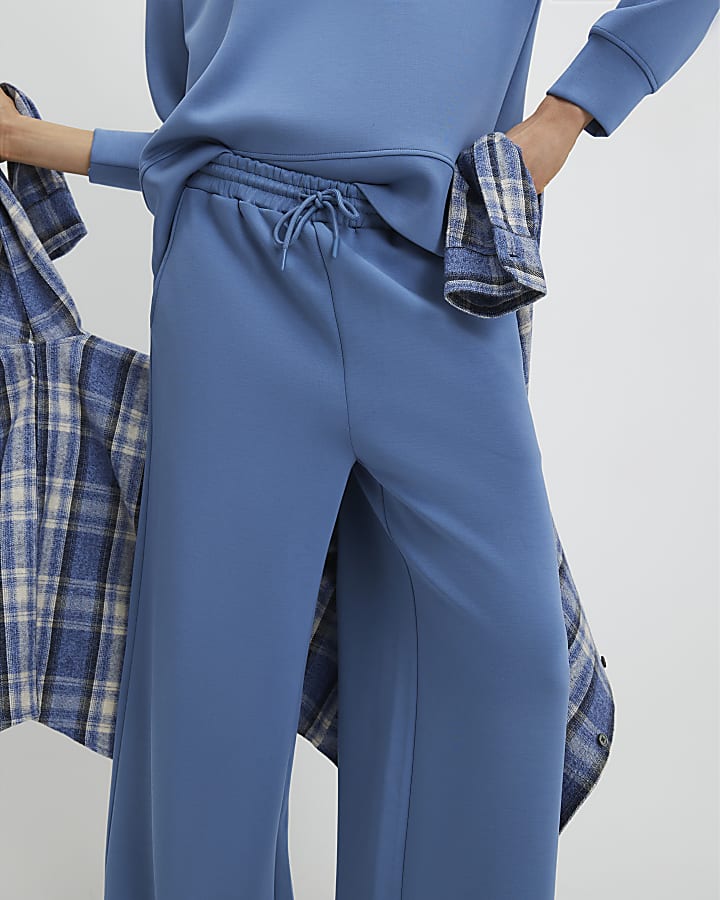 Blue Premium Wide Leg Joggers