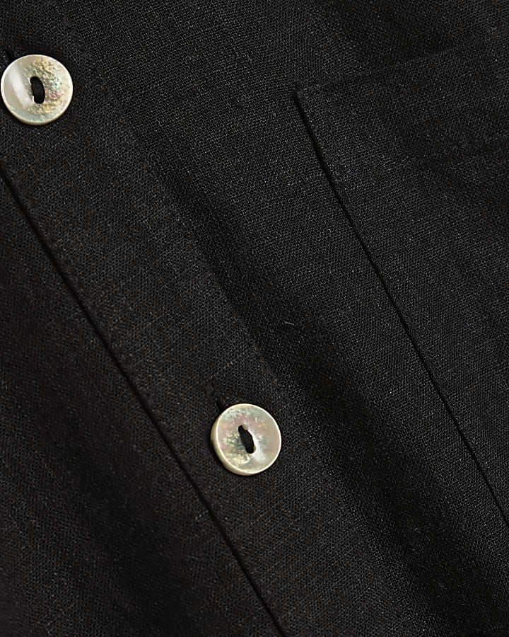 Black Linen Blend Shirt