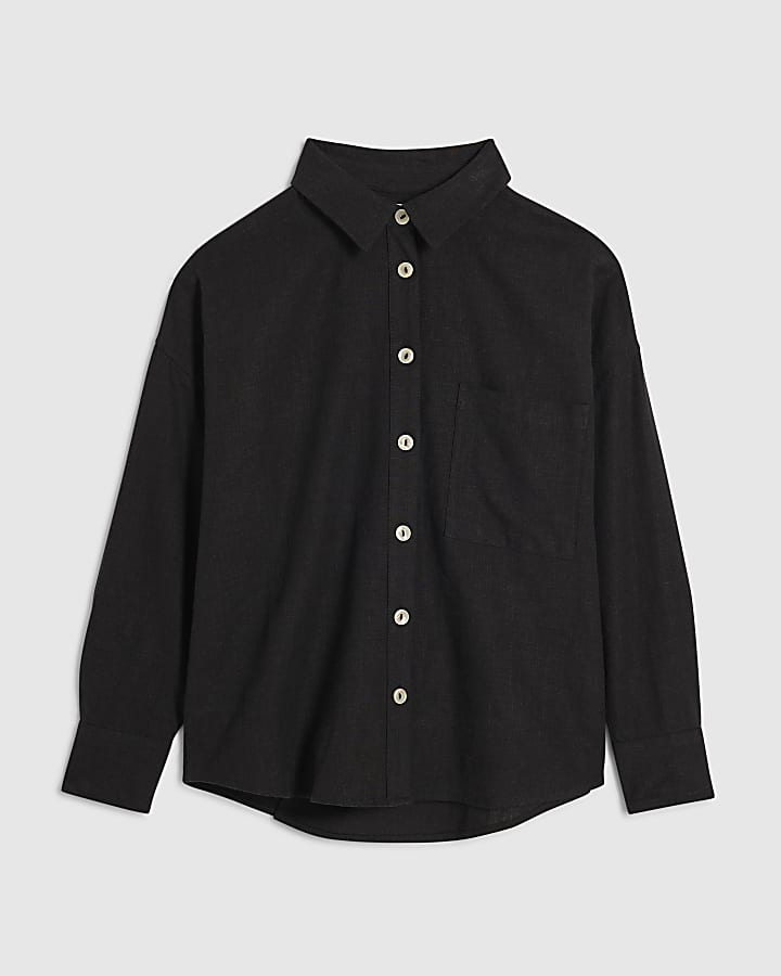 Black Linen Blend Shirt