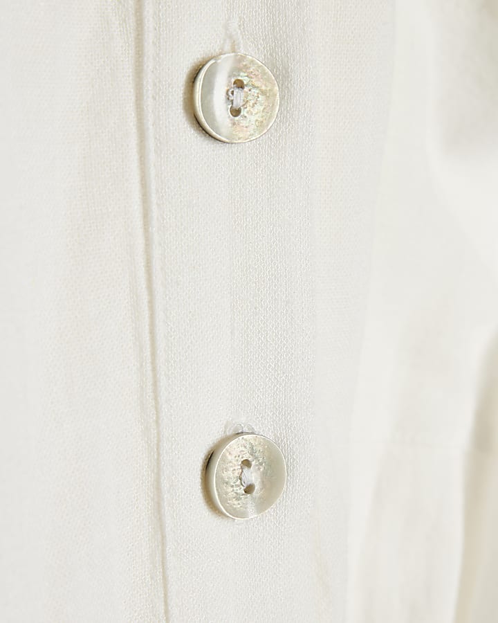 White Linen Blend Shirt