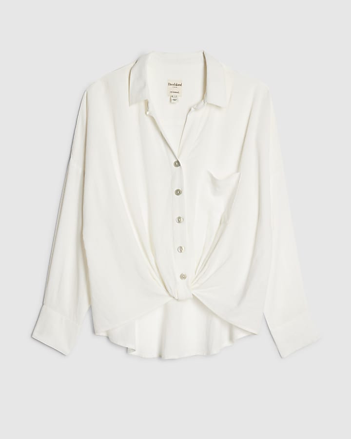 White Linen Blend Shirt