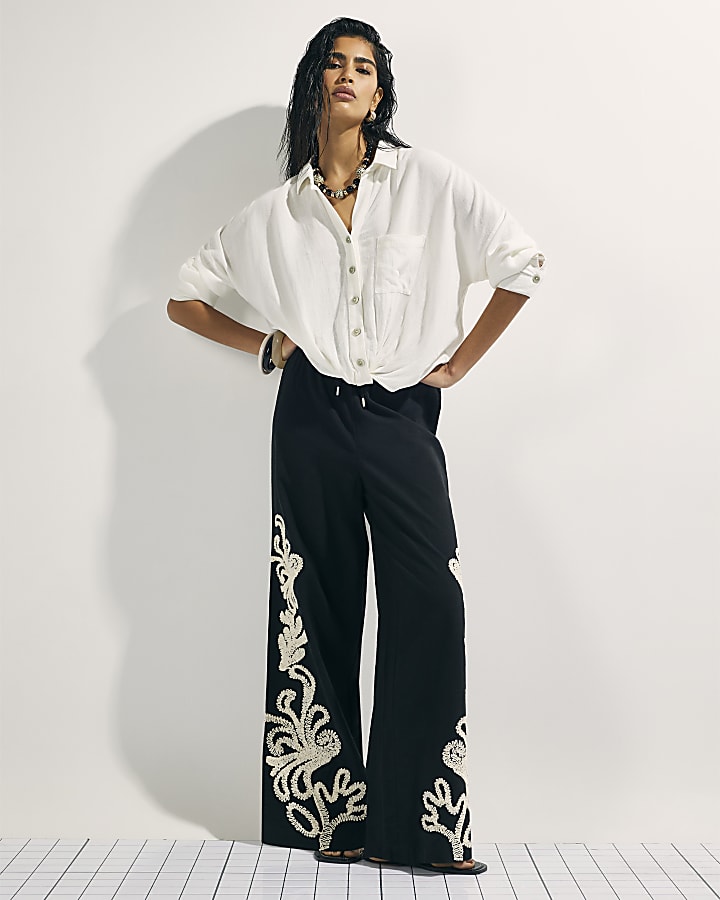 White Linen Blend Shirt