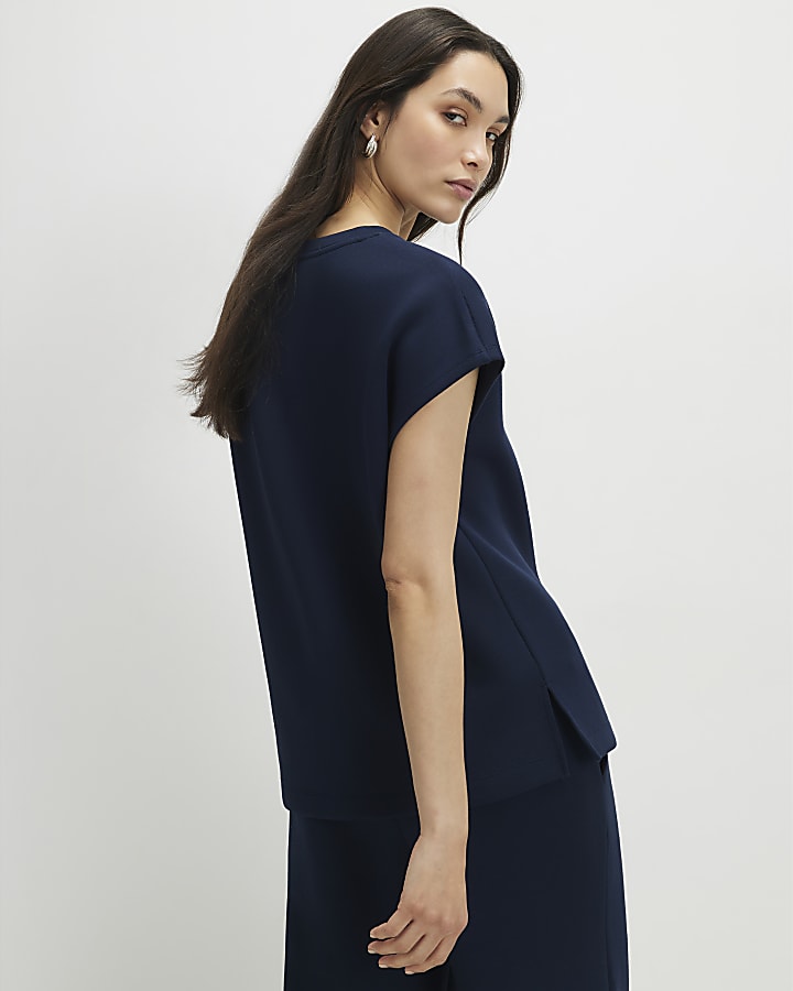 Navy Premium Twill Short Sleeve Top