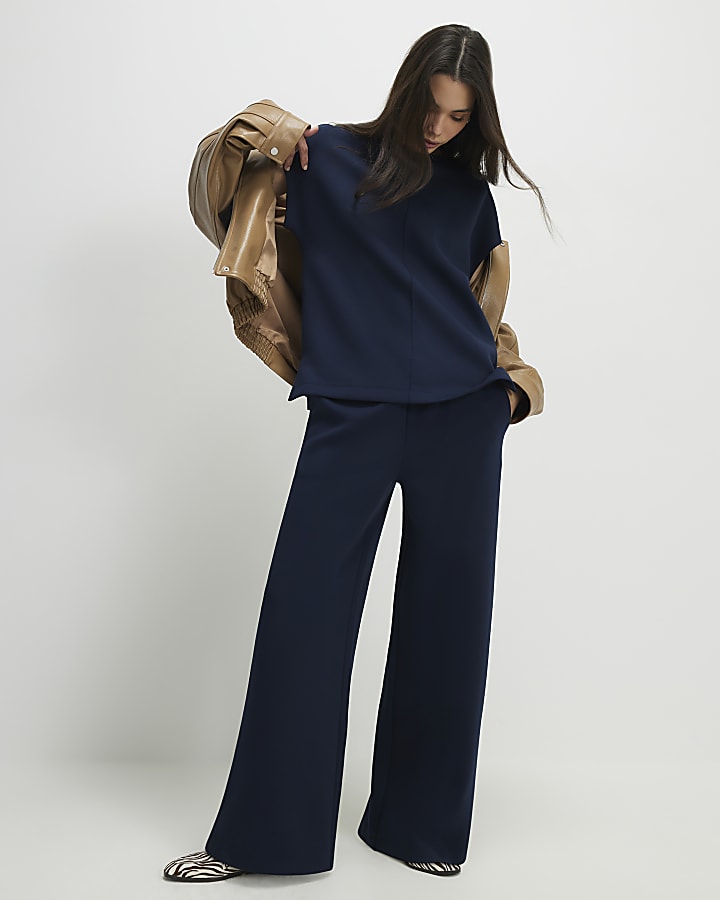 Navy Premium Twill Short Sleeve Top