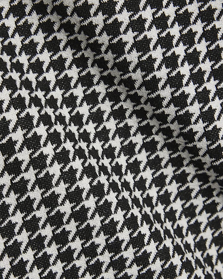 Black Long Sleeve Dogtooth Print Sweatshirt