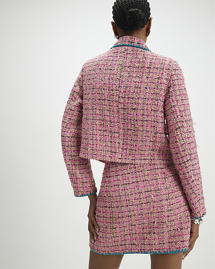 Pink Whipstitch Boucle Trophy Jacket