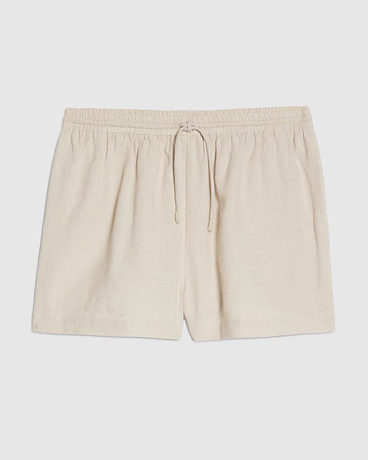 Cream Linen Blend Shorts