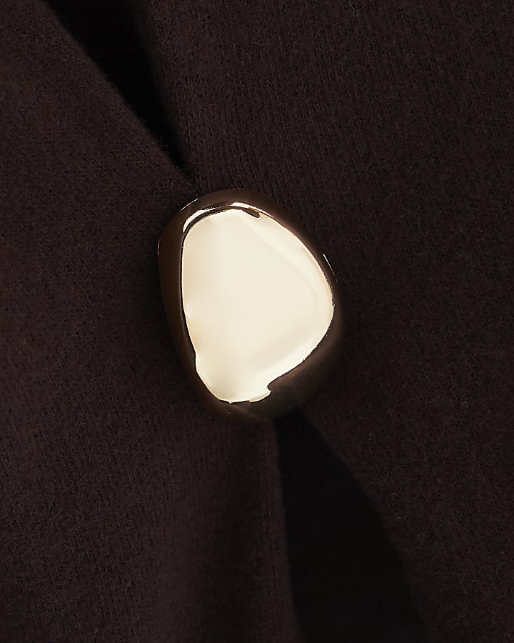 Brown Long Sleeve Cosy Gold Detail Top